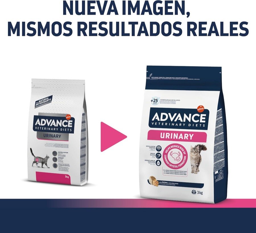 Ver imagen 2 de 6: Comparación entre el envase anterior y el nuevo de Advance Veterinary Diets Urinary