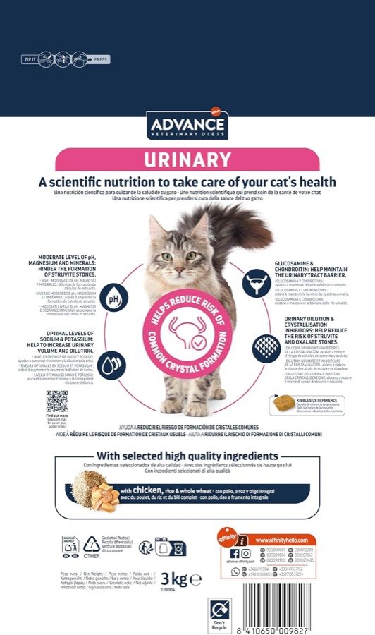 Ver imagen 4 de 6: Parte trasera del saco de Advance Urinary con el esquema de acción sobre el tracto urinario
