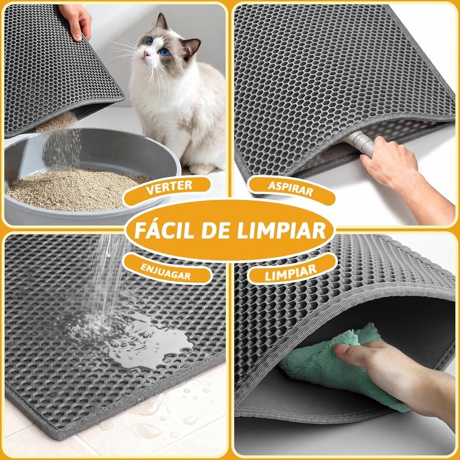 Ver imagen 3 de 6: Cuatro formas de limpiar la alfombrilla Pieviev: verter, aspirar, enjuagar y pasar un paño