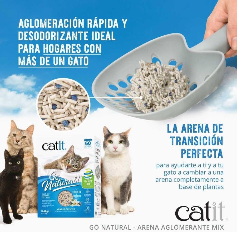 Ver imagen 6 de 6: Cartel de Catit sobre aglomeración rápida para hogares con más de un gato y arena de transición a una vegetal