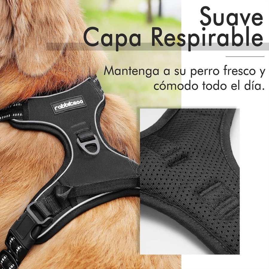 Ver imagen 3 de 5: Detalle del acolchado de malla transpirable del interior del arnés rabbitgoo y de la anilla dorsal