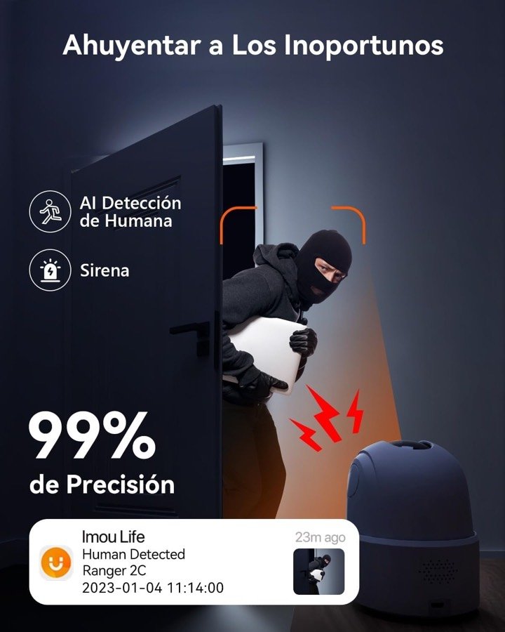 Ver imagen 5 de 6: Gráfico sobre la detección humana con inteligencia artificial y la sirena disuasoria de la cámara