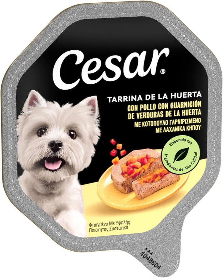 Ver imagen 2 de 6: Tarrina de Cesar vista de frente con el west highland terrier de la marca en la tapa