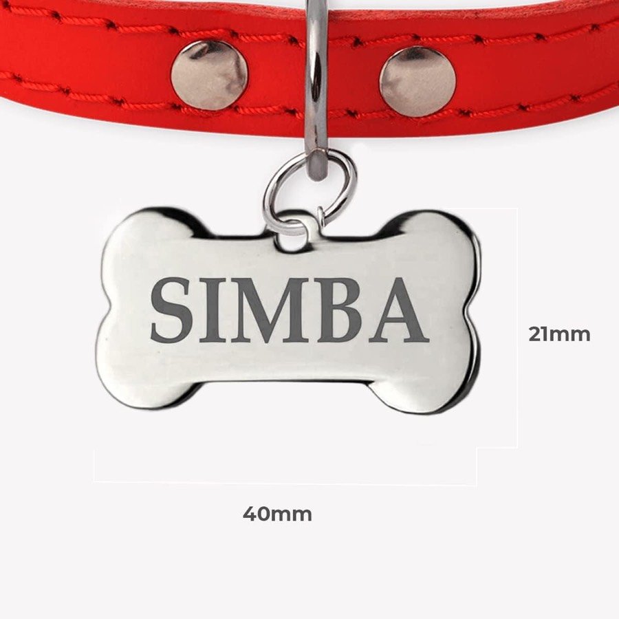 Ver imagen 3 de 6: Detalle de la chapa de hueso con el nombre SIMBA acotada: 40 mm de ancho por 21 mm de alto