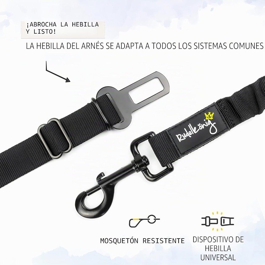 Ver imagen 4 de 5: Detalle de la lengüeta universal de cinturón de seguridad y del mosquetón metálico del cinturón Rudelkönig