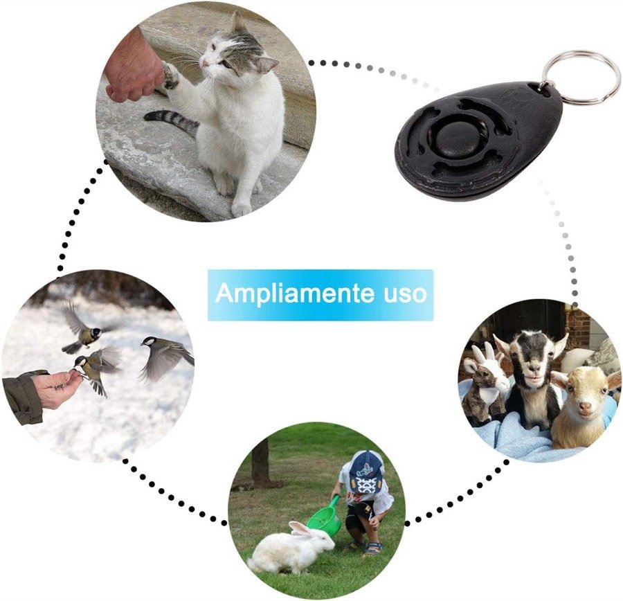 Ver imagen 6 de 6: Los clickers Diyife usados con distintos animales: gato, perro, pájaros, conejo, cabras y caballo