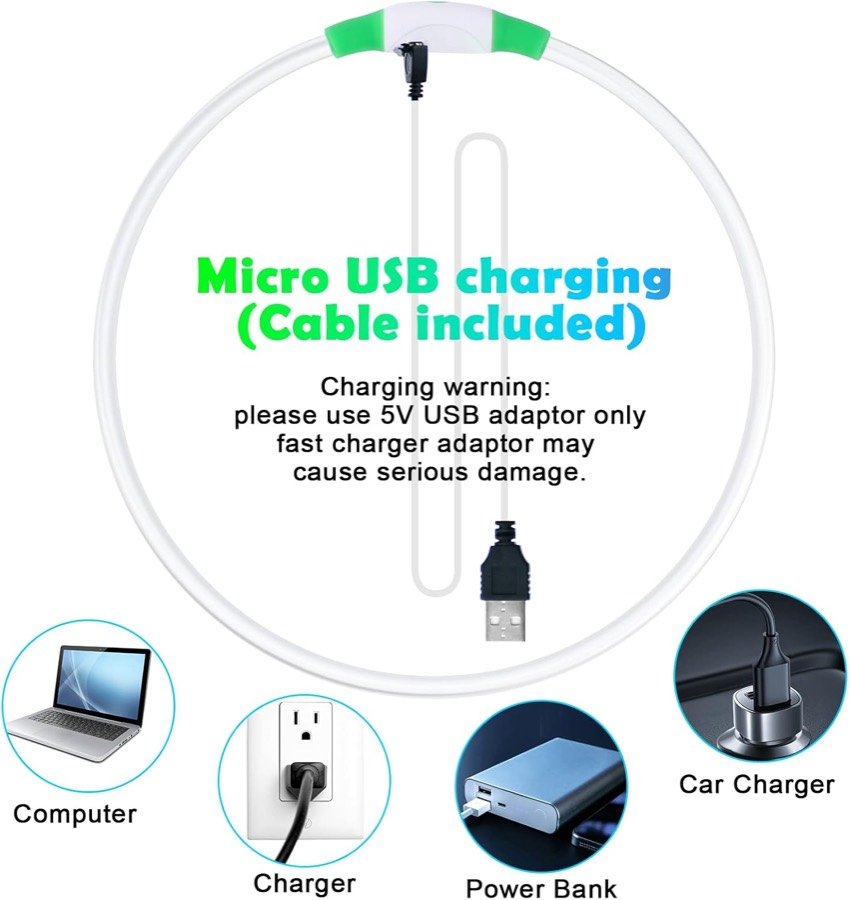Ver imagen 4 de 6: Esquema de la carga por micro USB del collar con el aviso de no usar cargadores rápidos