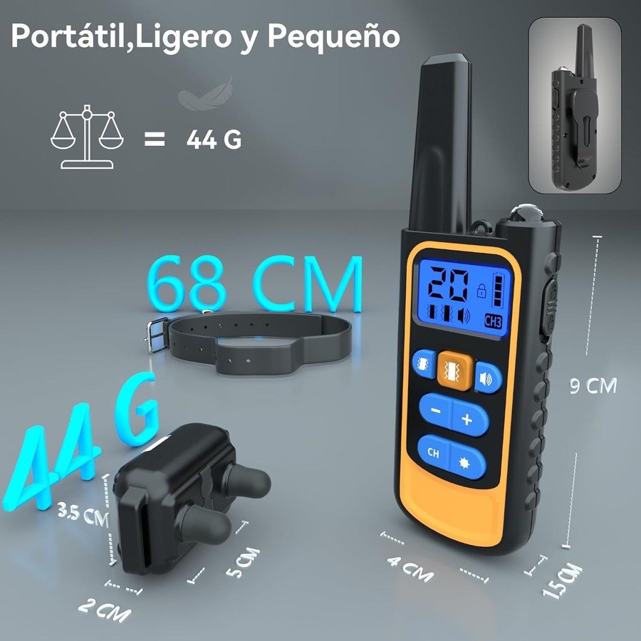 Ver imagen 2 de 6: Medidas del Meloive: receptor de 44 gramos, correa de 68 cm y mando de bolsillo