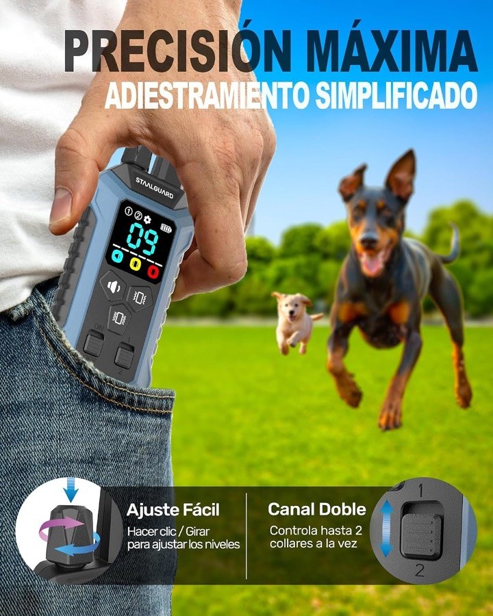 Ver imagen 4 de 6: Mando STAALGUARD en el bolsillo, con ajuste de nivel por clic y canal doble para dos collares