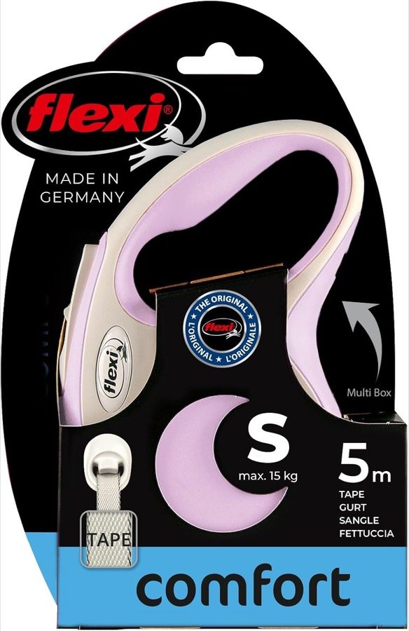 Ver imagen 2 de 6: Blíster de la flexi Comfort donde se lee talla S, máximo 15 kg, 5 m de cinta y el alojamiento para la Multi Box