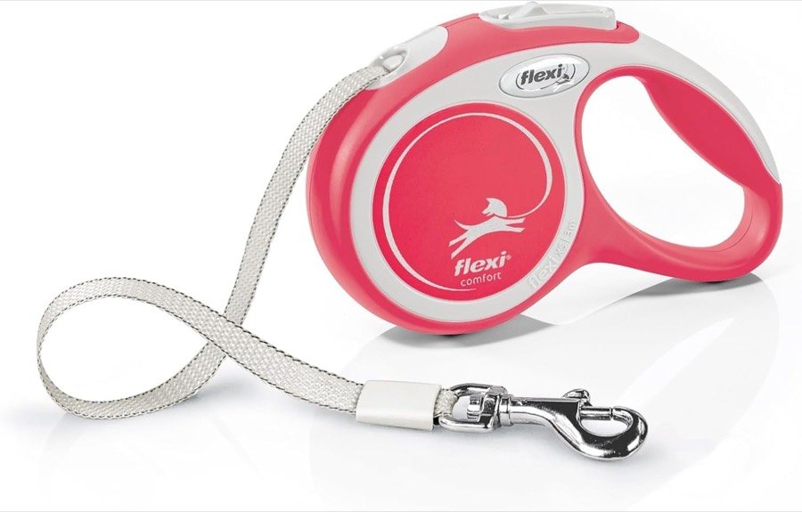 Ver imagen 6 de 6: Correa flexi Comfort en rojo y gris mostrando la empuñadura ergonómica ajustable