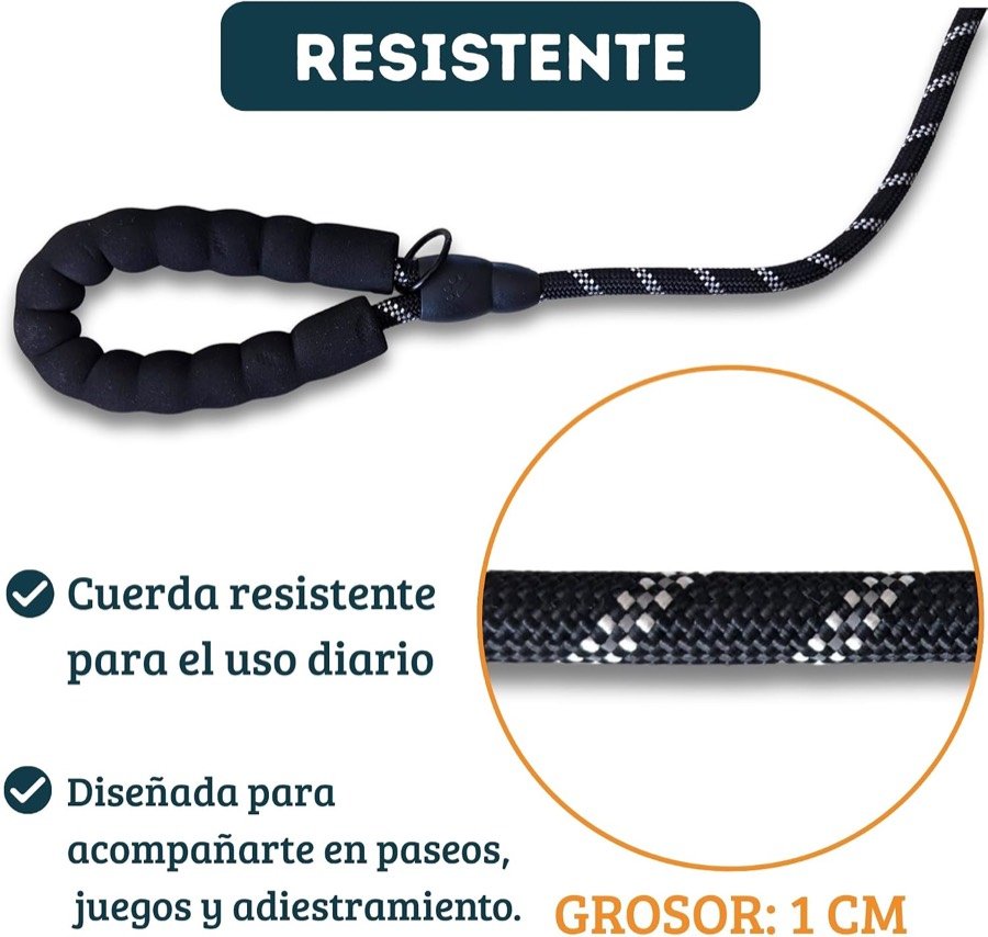Ver imagen 4 de 6: Detalle del grosor de la cuerda de la correa Mablik: 1 cm de diámetro con hilos reflectantes trenzados