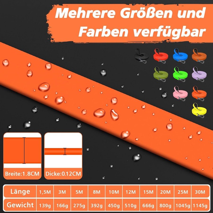 Ver imagen 6 de 6: Tabla de la ficha con las longitudes disponibles y su peso, y el ancho de 1,8 cm y grosor de 0,12 cm de la correa