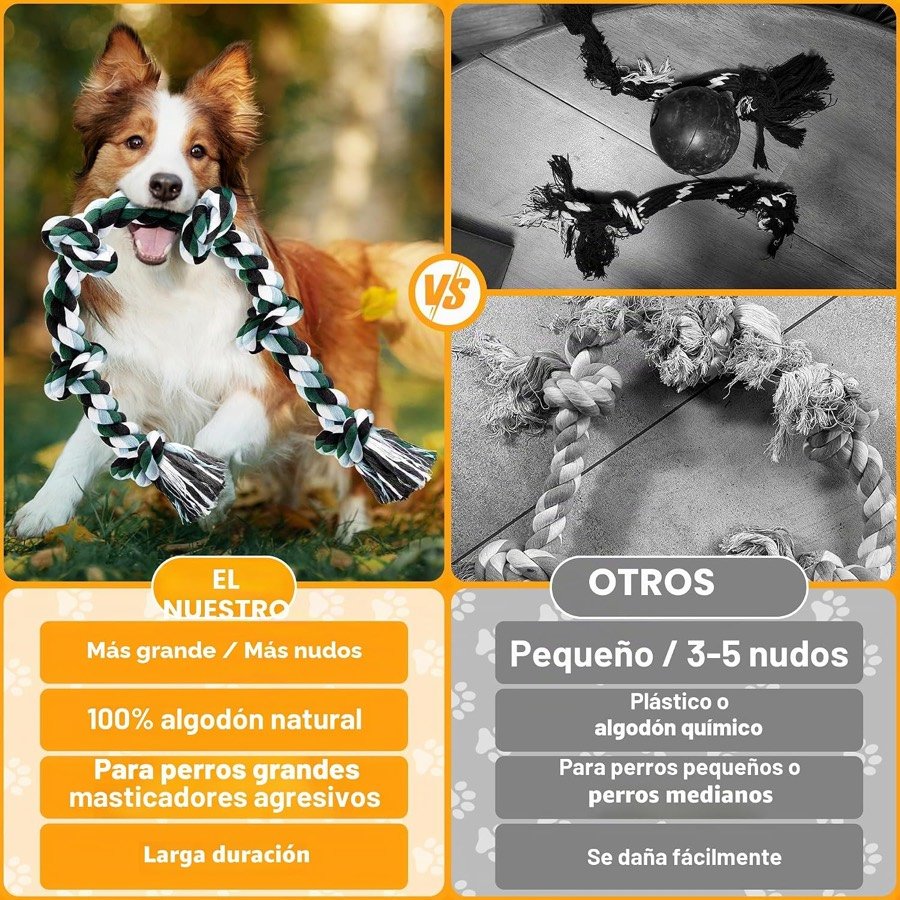 Ver imagen 6 de 6: Comparación del fabricante entre su cuerda de seis nudos y cuerdas más pequeñas de otras marcas