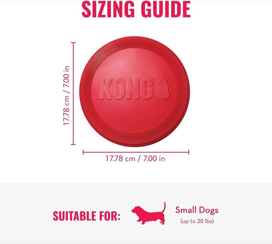 Ver imagen 5 de 6: Guía de tallas: KONG Flyer S de 17,78 cm de diámetro, para perros pequeños de hasta 20 libras