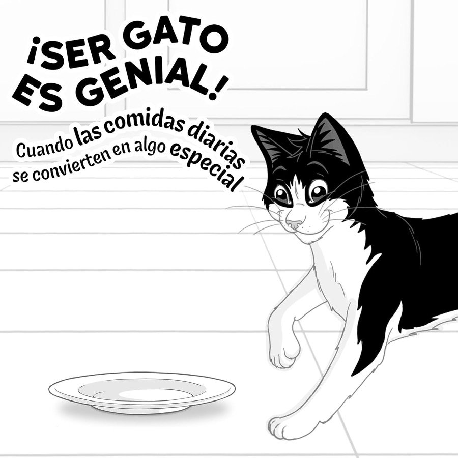 Ver imagen 3 de 6: Ilustración del gato blanco y negro de Felix con el lema «¡ser gato es genial!»
