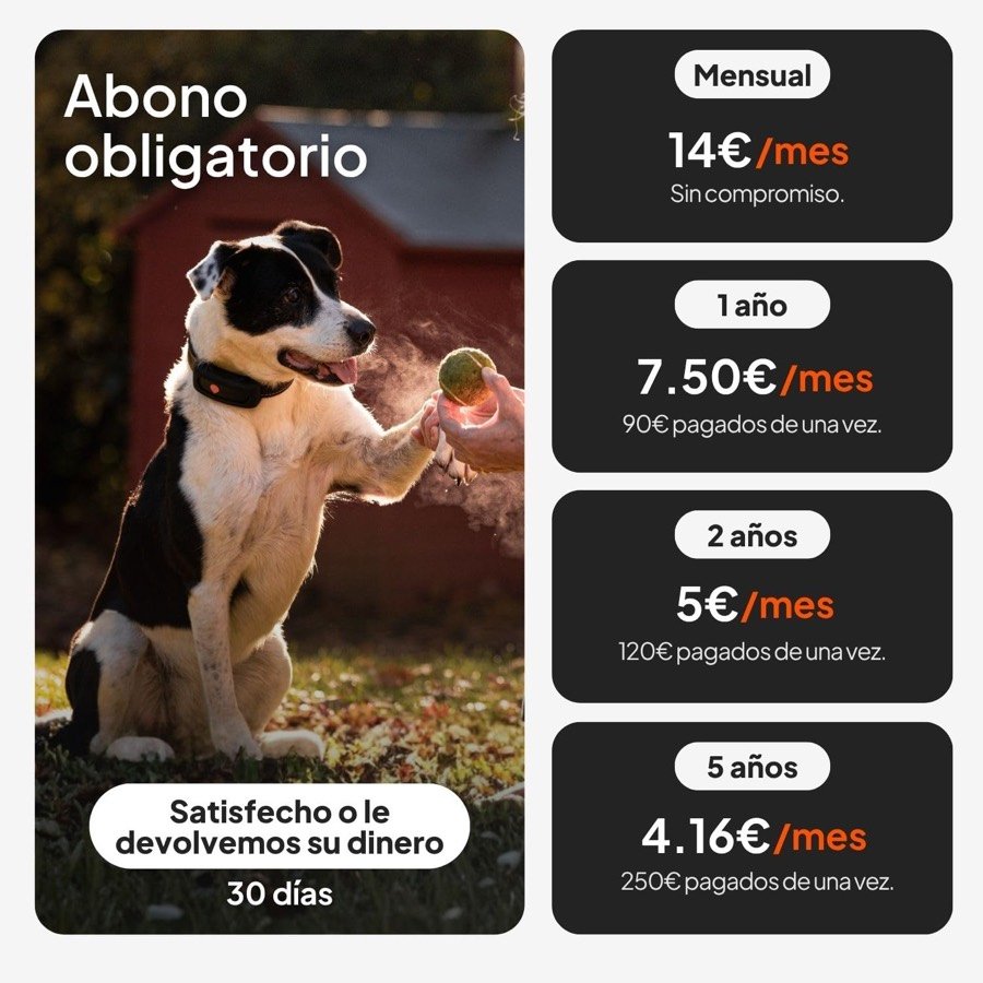 Ver imagen 6 de 6: Tabla de precios del abono obligatorio de Weenect: 14 euros al mes sin compromiso, 7,50 a un año, 5 a dos años y 4,16 a cinco años