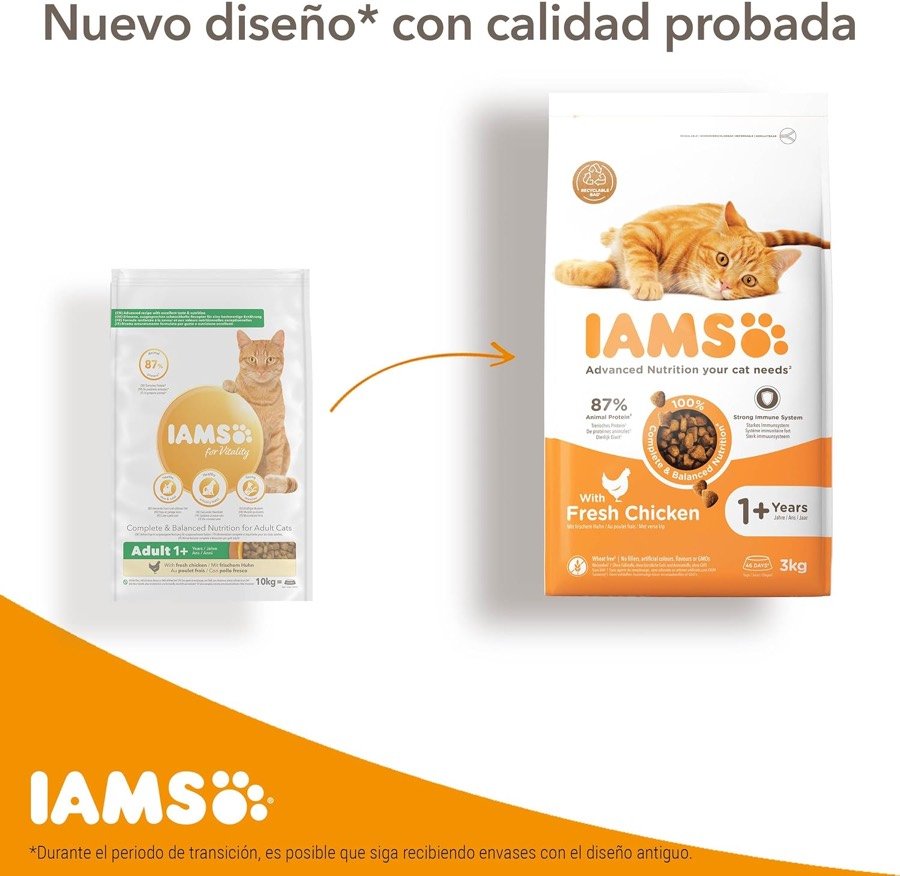 Ver imagen 2 de 6: Comparación entre el envase antiguo y el nuevo diseño de IAMS para gatitos