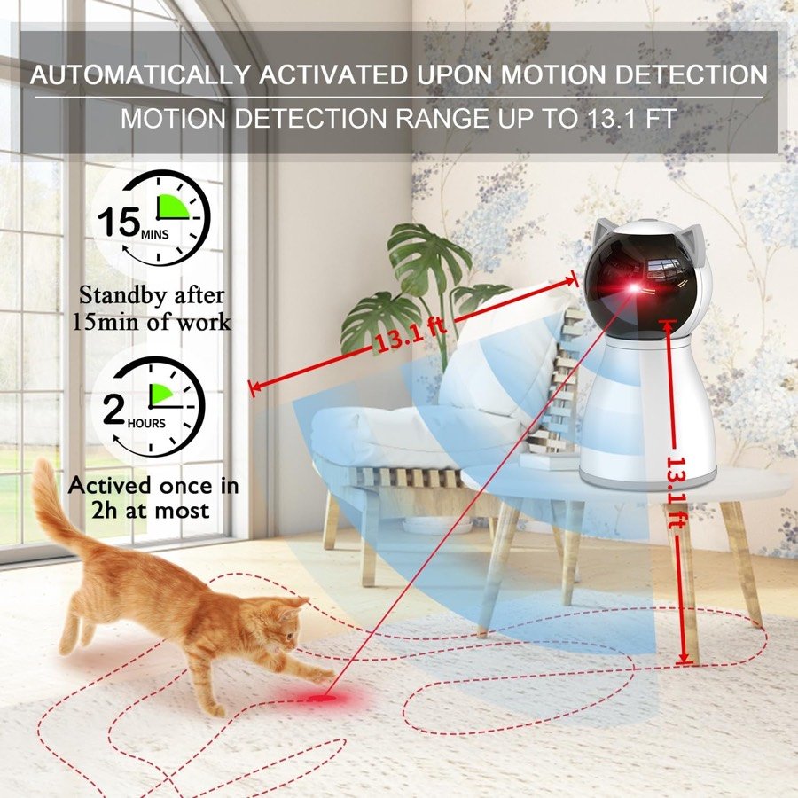 Ver imagen 3 de 6: Esquema del sensor de movimiento con alcance de 4 m, reposo a los 15 minutos y reactivación cada 2 horas