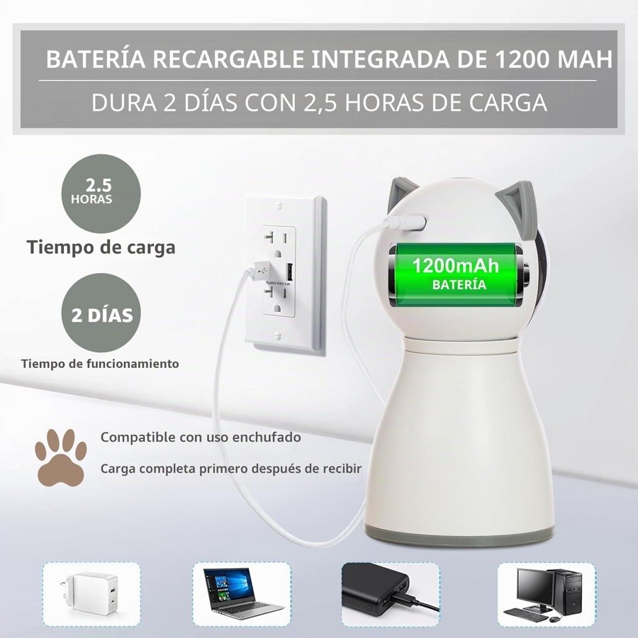 Ver imagen 4 de 6: Batería recargable de 1.200 mAh, con 2,5 horas de carga y 2 días de uso según el fabricante