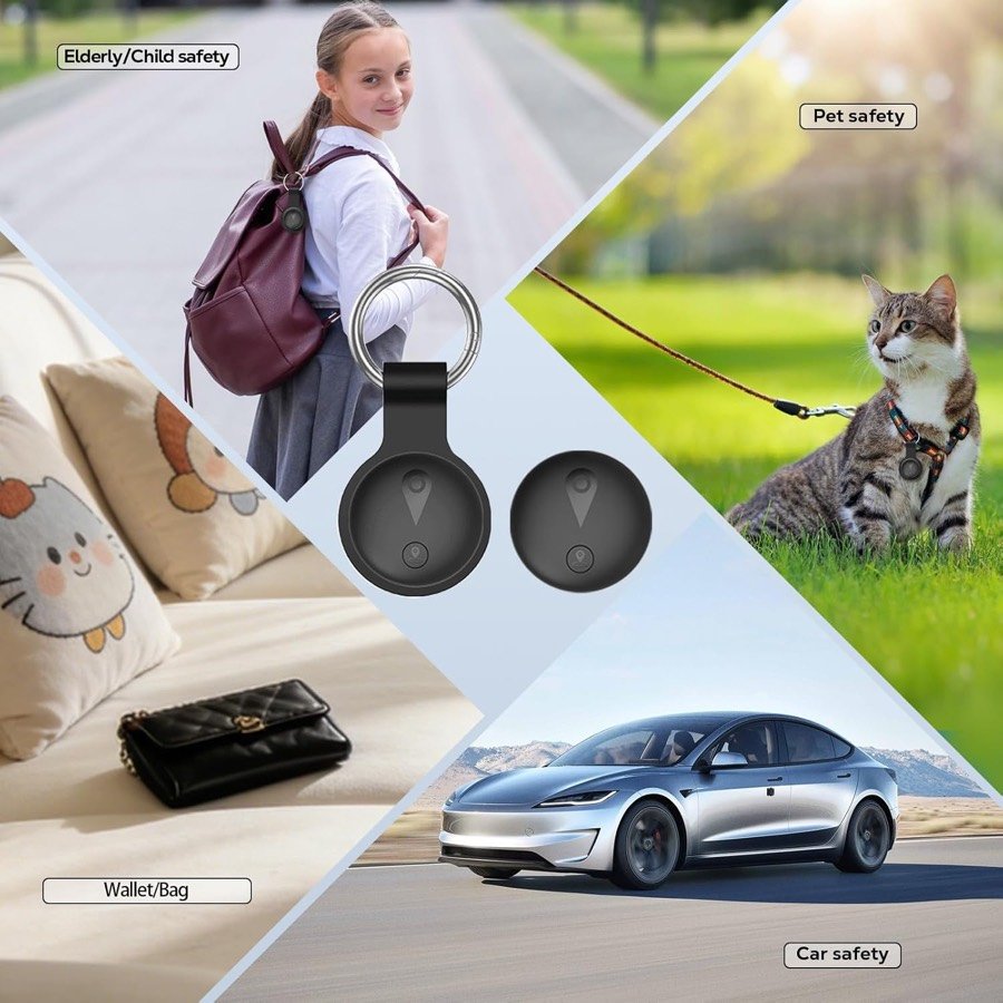 Ver imagen 3 de 6: Usos del rastreador Yukcxoo en una mochila, una cartera, el coche y el collar de un gato