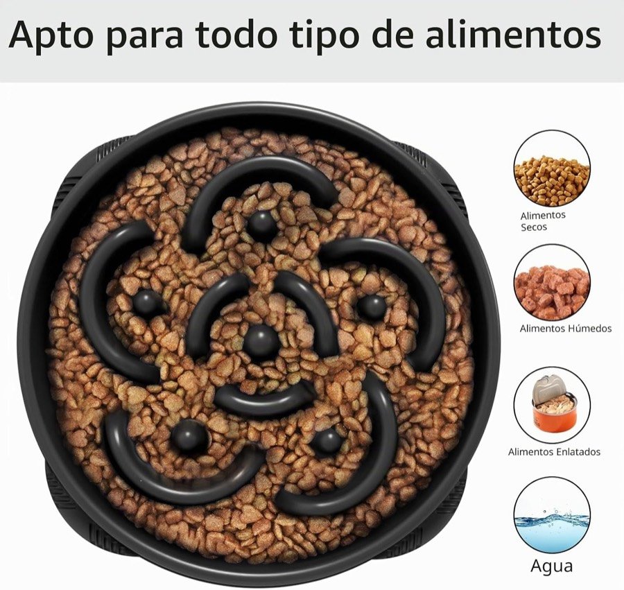 Ver imagen 6 de 6: El comedero lleno de pienso con los tipos de alimento admitidos: seco, húmedo, enlatado y agua
