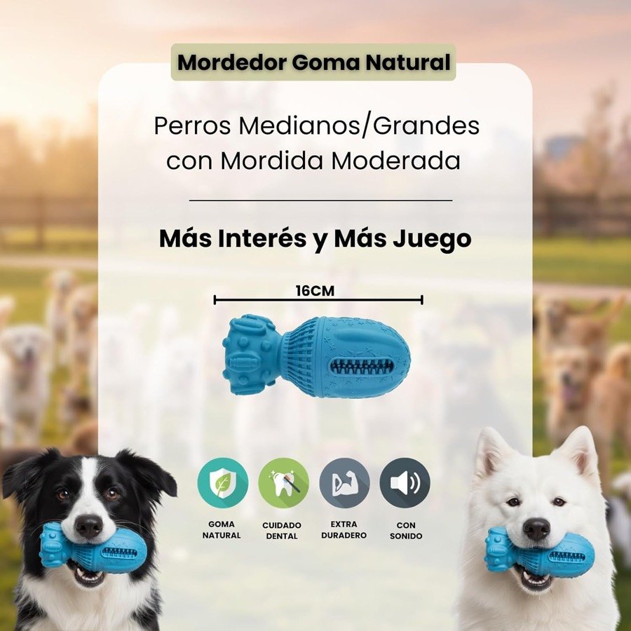 Ver imagen 4 de 6: Versión de goma natural azul de 16 cm para perros medianos y grandes con mordida moderada