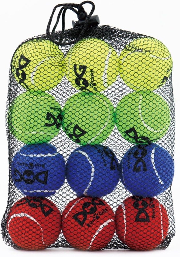 Ver imagen 2 de 6: Bolsa de malla cerrada con cordón y las pelotas de colores ordenadas por filas