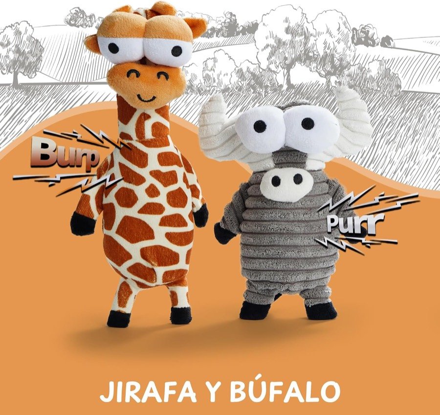 Ver imagen 3 de 6: Pack de jirafa y búfalo, con los sonidos que imita cada chirriador