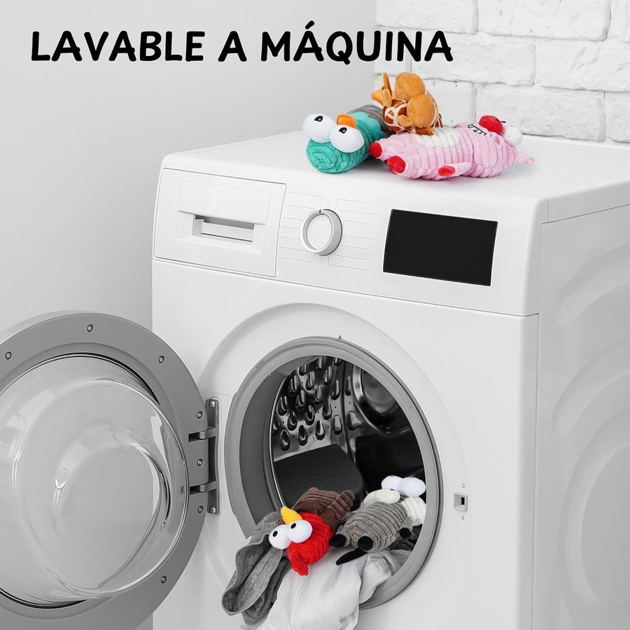 Ver imagen 6 de 6: Peluches Nocciola dentro de una lavadora, que el fabricante presenta como lavables a máquina