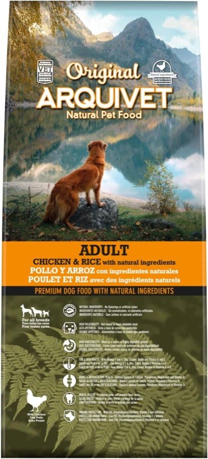 Ver imagen 4 de 6: Frontal del saco Arquivet Original Adult con el icono de pollo de la receta