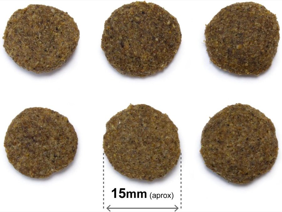 Ver imagen 3 de 6: Croquetas del Arquivet Senior y Light con la medida de referencia de 15 mm del fabricante