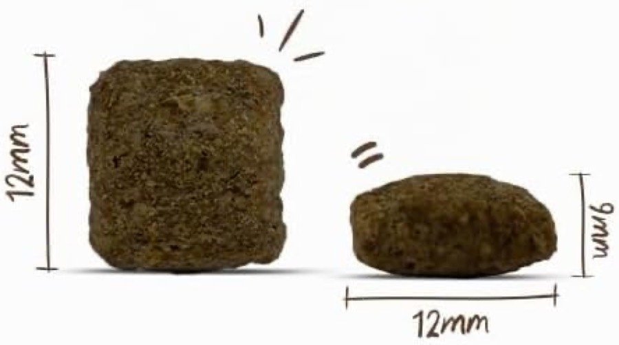 Ver imagen 3 de 3: Esquema del fabricante con las medidas de la croqueta de bosch My Friend+ vista de frente y de perfil
