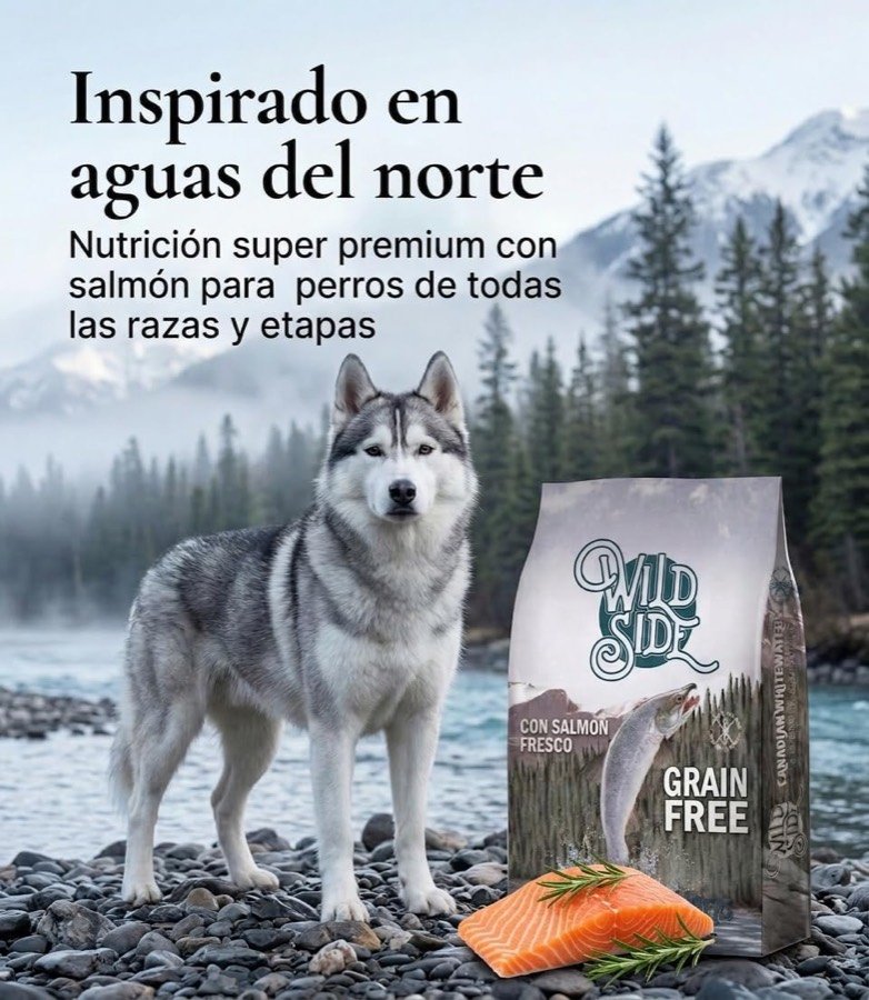 Ver imagen 2 de 6: Lámina del fabricante «Inspirado en aguas del norte» con un perro y el saco sobre un paisaje nevado