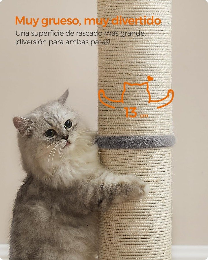 Ver imagen 4 de 6: Gato persa abrazado al poste de sisal, de 13 cm de diámetro