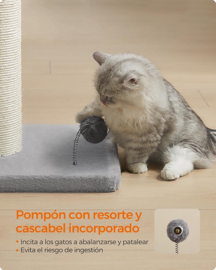 Ver imagen 6 de 6: Gato persa jugando con el pompón de resorte y cascabel de la base