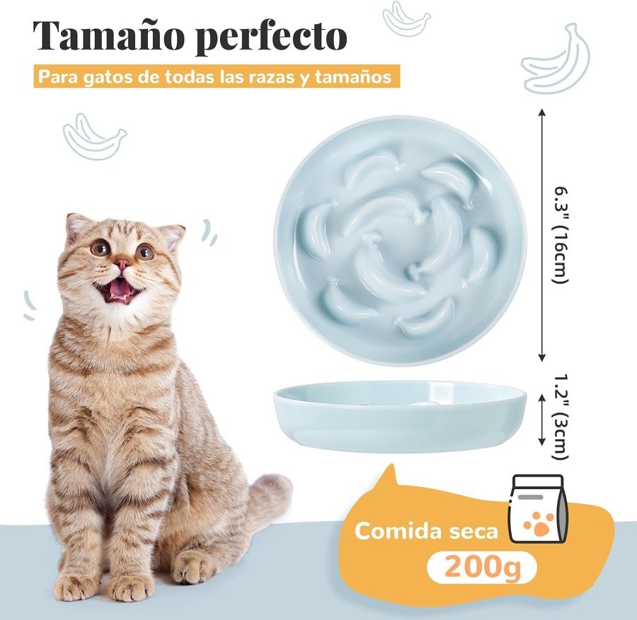 Ver imagen 2 de 6: Cotas del comedero PTOBER: 16 cm de diámetro y 3 cm de alto, con capacidad para 200 gramos de comida seca