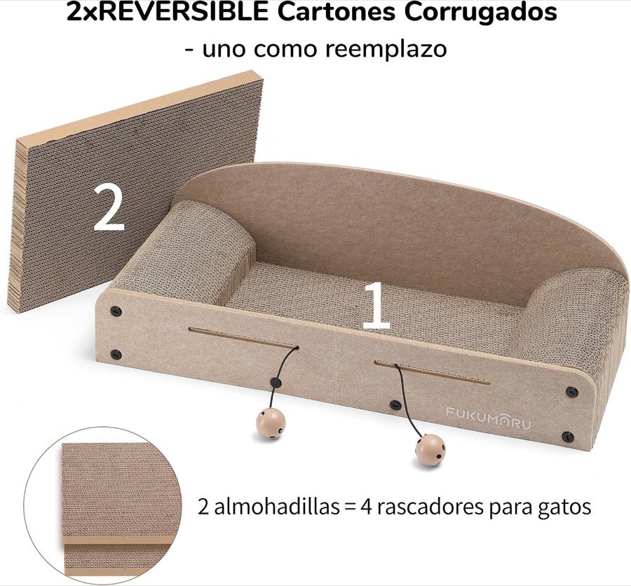 Ver imagen 4 de 6: Las dos tablas de cartón reversibles del rascador, que equivalen a cuatro superficies de rascado