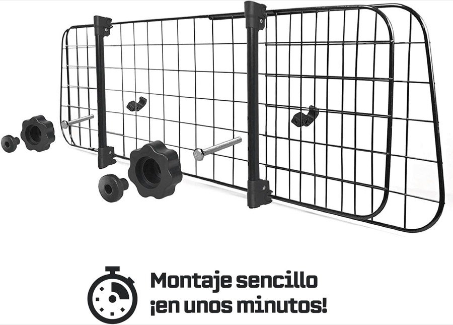 Ver imagen 2 de 6: Rejilla Heldenwerk negra con los pomos y tornillos de fijación, y el rótulo de montaje sencillo en unos minutos