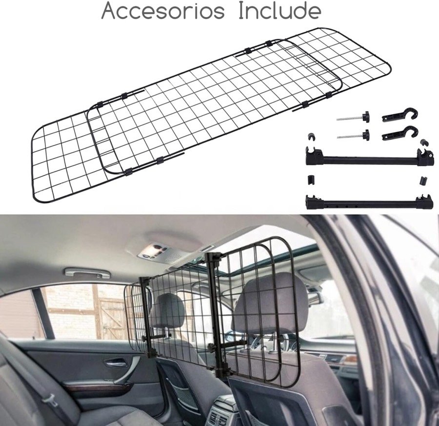 Ver imagen 5 de 6: Piezas de la rejilla Nobleza y la rejilla montada entre los asientos delanteros de un coche