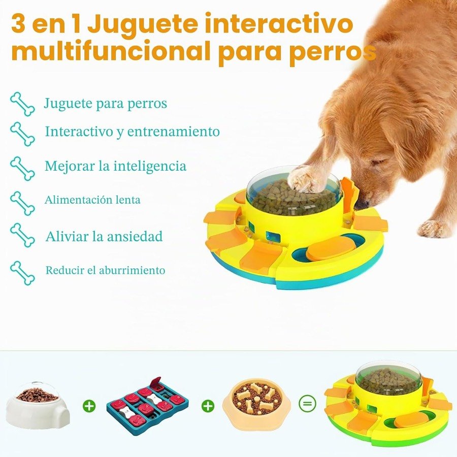 Ver imagen 2 de 6: Perro dorado junto al Dufuso, con la lista de usos que propone el fabricante