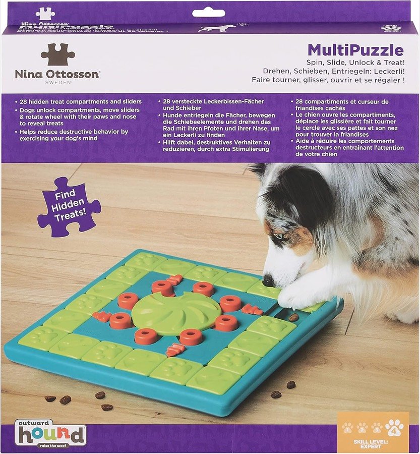 Ver imagen 2 de 6: Caja del MultiPuzzle con un perro jugando con el tablero