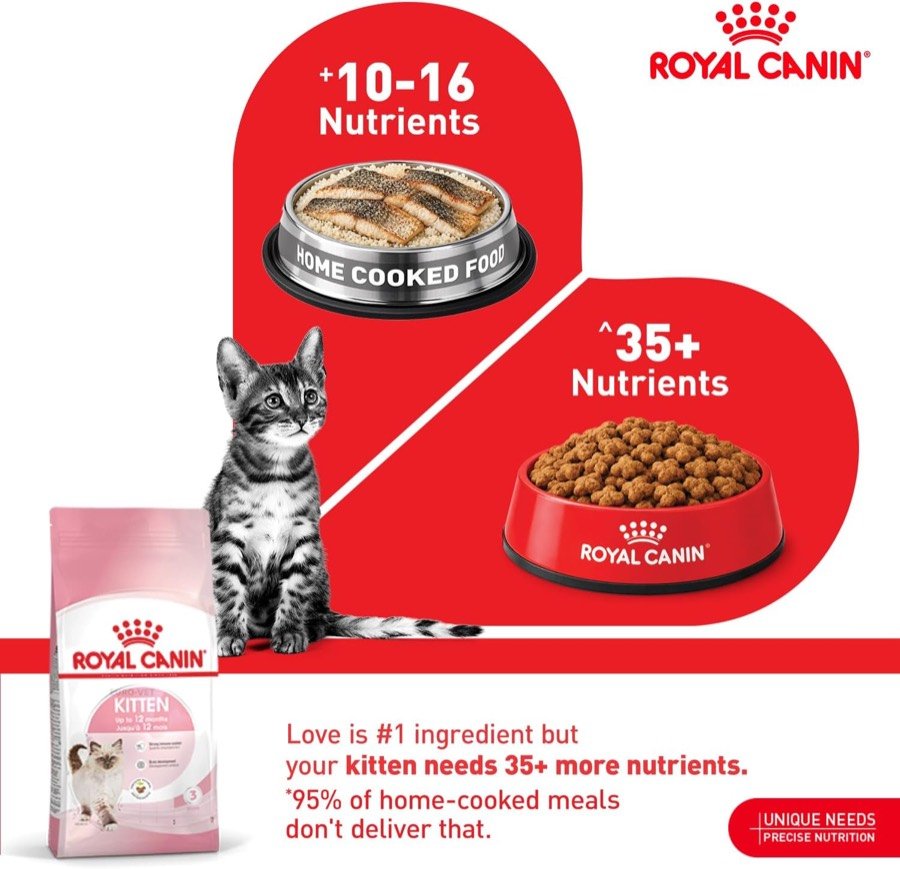 Ver imagen 2 de 6: Lámina de Royal Canin que compara los nutrientes de la comida casera con los más de 35 de su fórmula