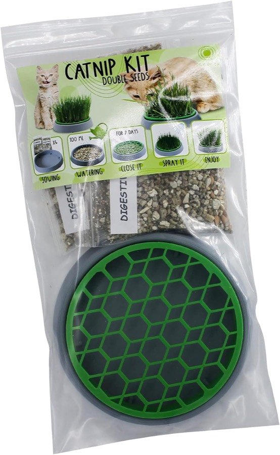 Ver imagen 5 de 6: El kit R&R Shop en su bolsa de venta, con la maceta, la tapa de rejilla y los sobres de semillas a la vista
