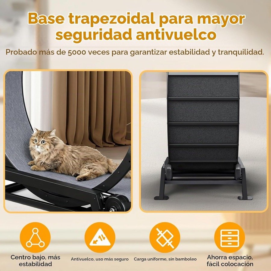 Ver imagen 4 de 6: Base trapezoidal de la rueda vista de frente y de lado, con iconos de estabilidad