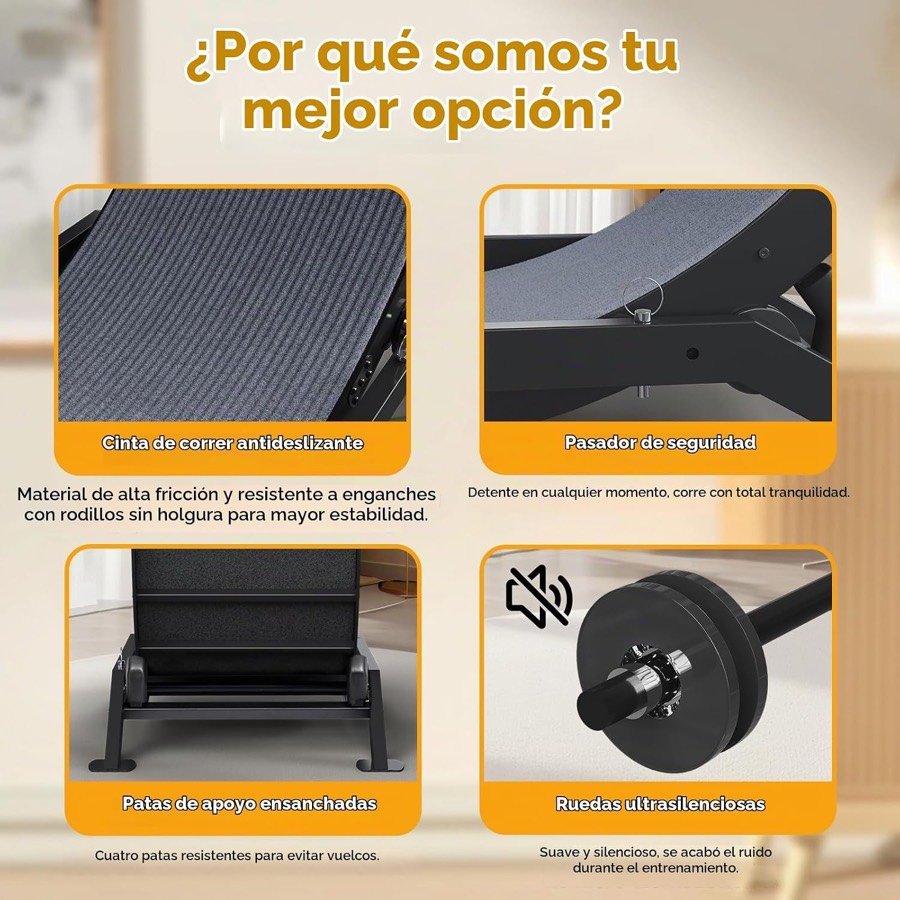 Ver imagen 6 de 6: Detalles de la superficie antideslizante, el pasador de seguridad, las patas de apoyo y las ruedas silenciosas