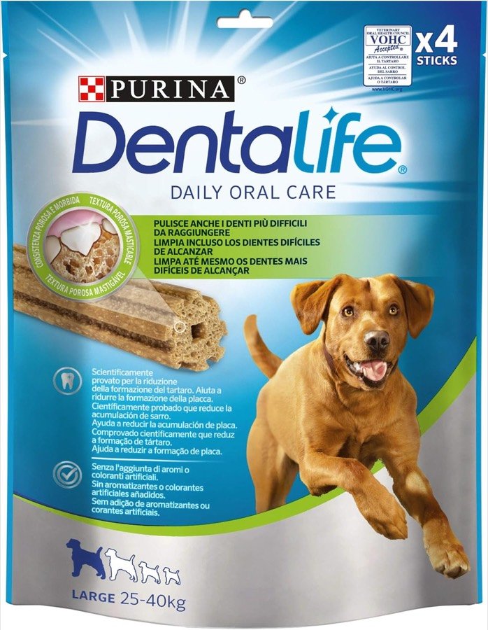 Ver imagen 6 de 6: Bolsa de cuatro sticks de Dentalife Large con un labrador en la portada