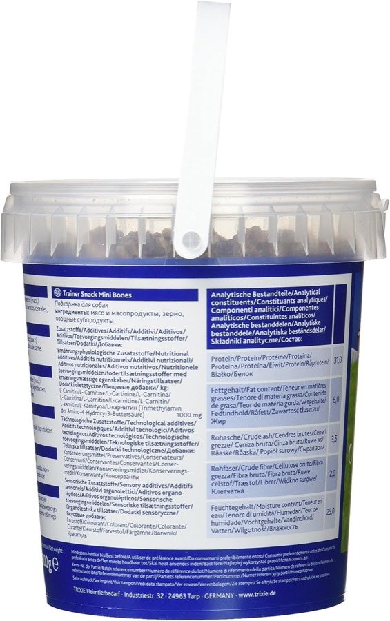 Ver imagen 3 de 4: Parte trasera del bote con la lista de ingredientes, los aditivos y los componentes analíticos