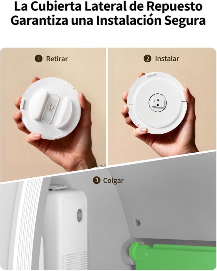 Ver imagen 3 de 6: Tres pasos para instalar la cubierta lateral de repuesto del Pura Air: retirar, instalar y colgar