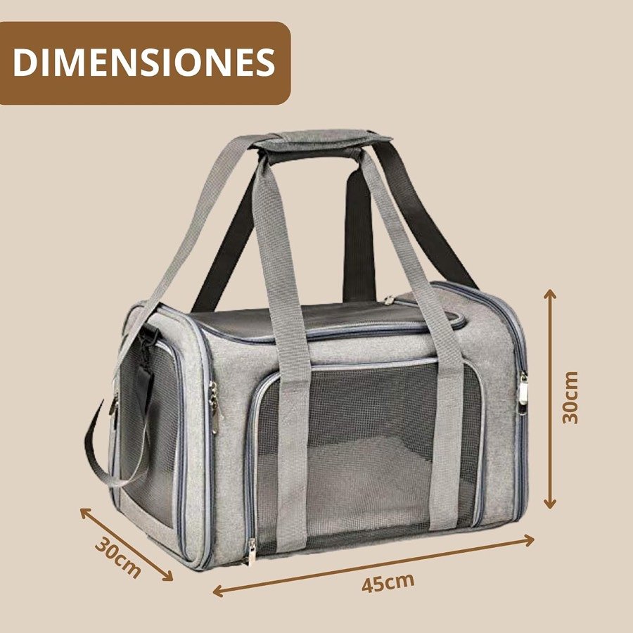 Ver imagen 3 de 6: Medidas del transportín PAW PANACHE según la galería: 45 cm de largo, 30 cm de ancho y 30 cm de alto